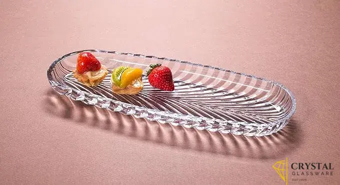 Elegant Transparent Glass Serving Dish – Perfect for Kababs, Snacks & Appetizers
